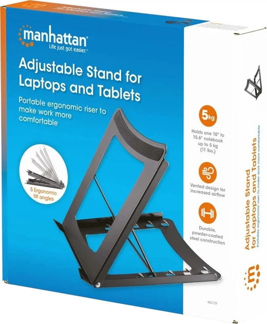 Podstawka pod laptopa Manhattan Adjustable Stand Black (766623462129) - obraz 2