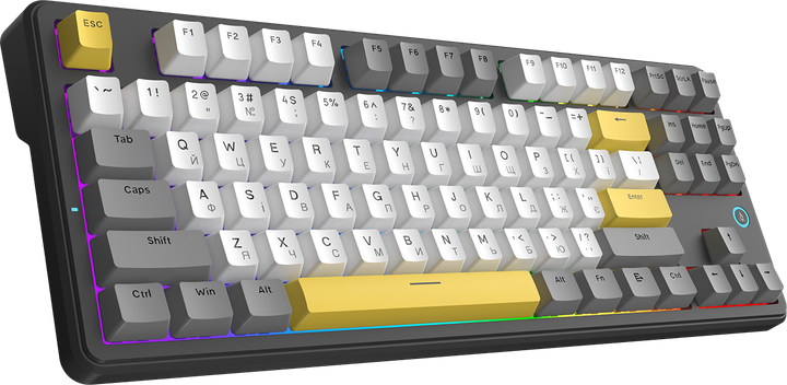 Проводная механическая клавиатура Ajazz AK870 V2 Flying Fish switches Black Grey Yellow (AK870-V2-FF-BGY) - изображение 3