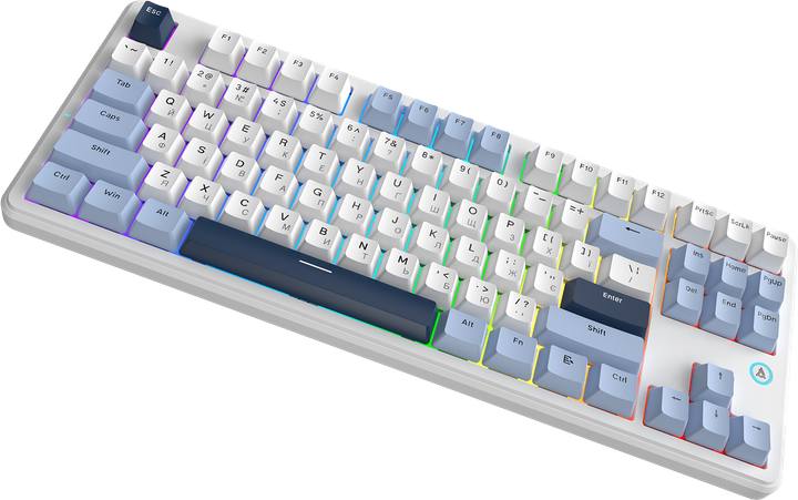 Клавиатура проводная Ajazz AK870 V2 Flying Fish Switch USB White-Blue (AK870-V2-FF-BWB) - изображение 5