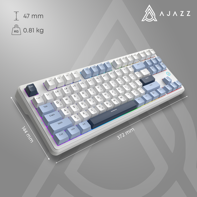 Клавиатура проводная Ajazz AK870 V2 Flying Fish Switch USB White-Blue (AK870-V2-FF-BWB) - изображение 13