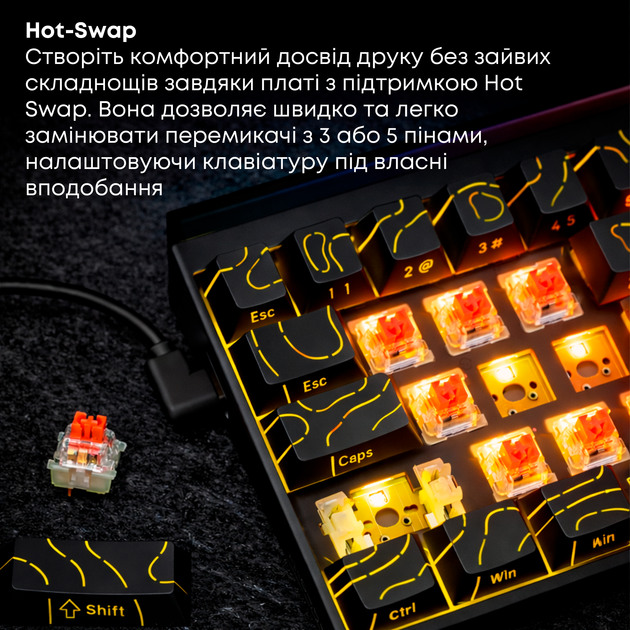 Клавиатура проводная Ajazz NK68 Red Switch USB Black (NK68-R-S-B