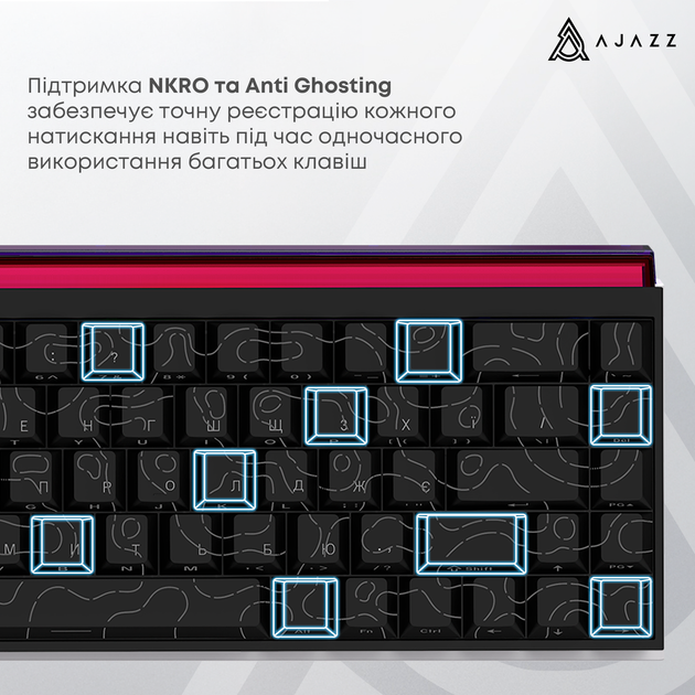 Клавіатура дротова Ajazz NK68 Red Switch USB Black (NK68-R-S-B