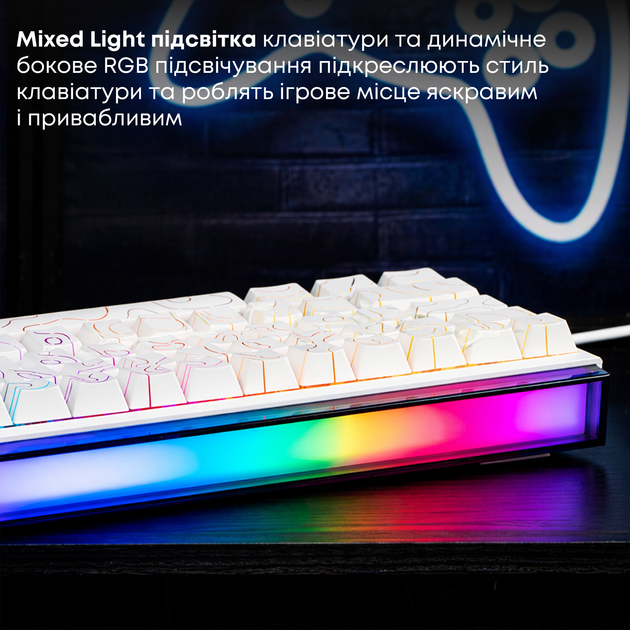 Дротова механічна клавіатура Ajazz NK68 Red switches Side Contour White (NK68-R-S-W) - изображение 9