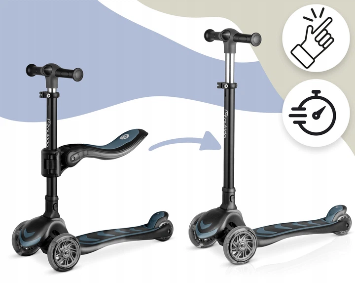 Hulajnoga dziecięca Nukido 765801 Flippo trójkołowa z siedziskiem Czarna (5903890630492) - obraz 3