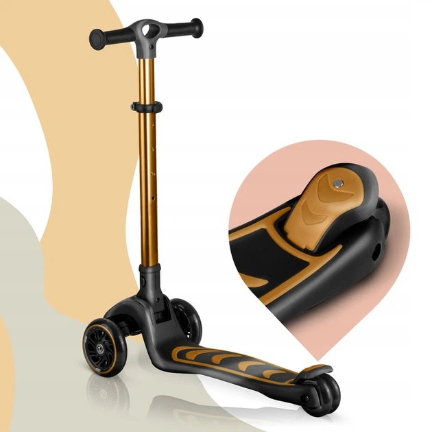 Hulajnoga dziecięca Nukido 765800 Flippo trójkołowa z siedziskiem Złota (5903890630485) - obraz 5