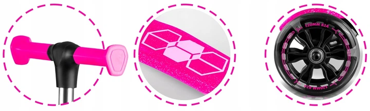 Hulajnoga dziecięca Ricokids 765901 Jelly trójkołowa świecąca w ciemności Różowa (5903890630461) - obraz 5