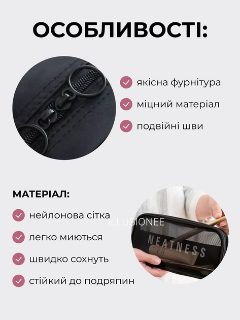 Косметички органайзеры дорожные несессер travel для хранения косметики средств гигиены лекарств мелочей набор 3 шт компактные прочные портативные нейлоновые для аксессуаров чемодана сумки поездок путешествий автомобиля удобные в дорогу черные 3DTOYSLAMP - изображение 2