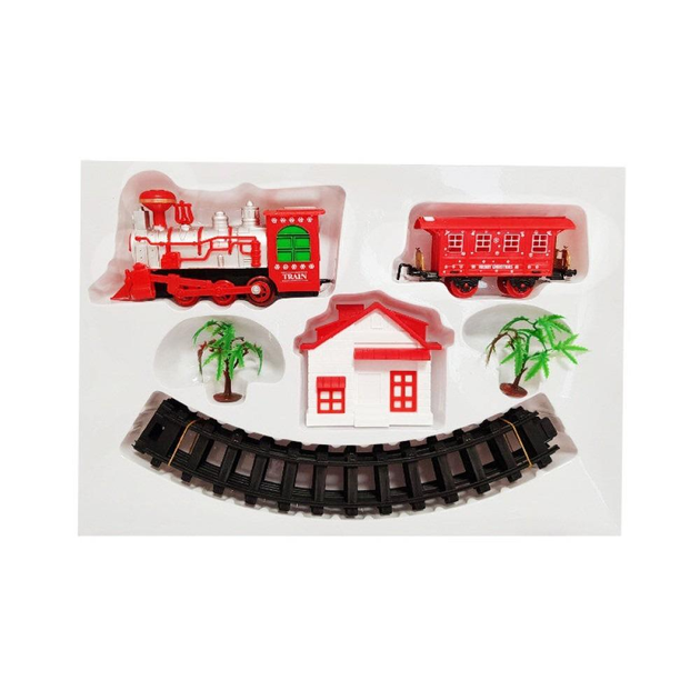 Залізниця "Star Toys" Christmas Train з вагончиком та будиночком різдвяний поїзд з музикою 101 см Червоний - зображення 3