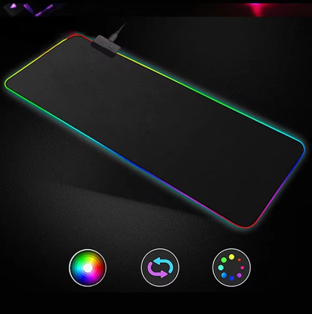 Игровая поверхность коврик для мышки большой 90*40см с подсветкой RGB Led игровой коврик TWolf для мыши и клавиатуры для компьютера - Фото 5 Игровая поверхность коврик для мышки большой 90*40см с подсветкой RGB Led игровой коврик TWolf для мыши и клавиатуры для компьютера - изображение 5