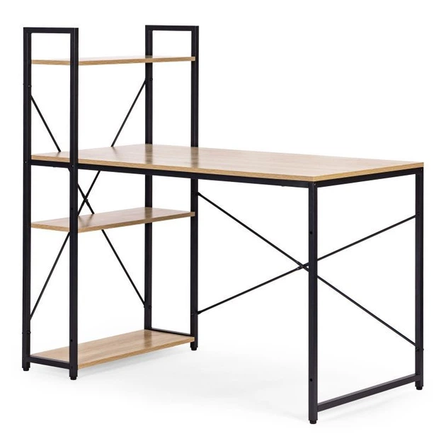 Biurko komputerowe ModernHome by Multistore 120 x 60 cm 3 półki Jasny dąb (TH-SD-6-16) - obraz 3