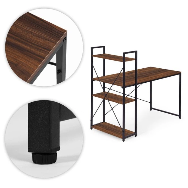 Biurko komputerowe ModernHome by Multistore 120 x 60 cm 3 półki Ciemny orzech (TH-SD-15) - obraz 5