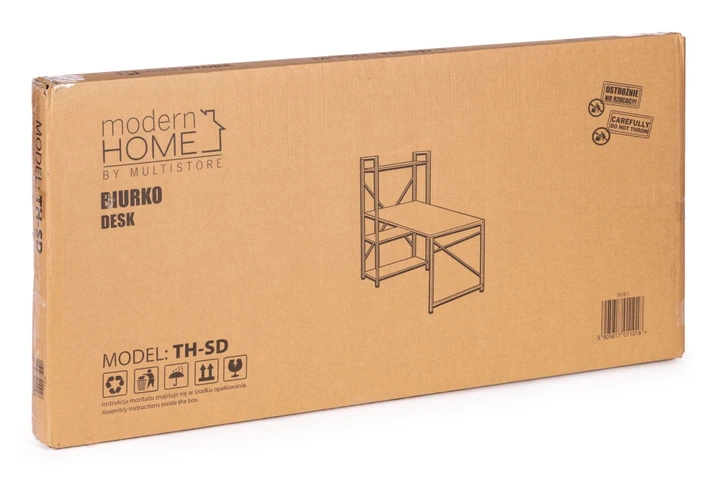 Biurko komputerowe ModernHome by Multistore 120 x 60 cm 3 półki Czarne (TH-SD-1) - obraz 8