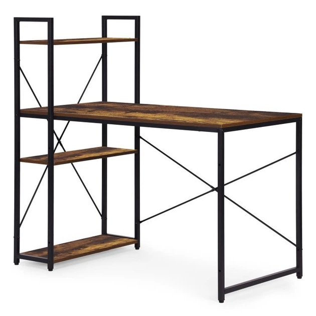 Biurko komputerowe ModernHome by Multistore 120 x 60 cm 3 półki Postarzany orzech (TH-SD-7-16) - obraz 3