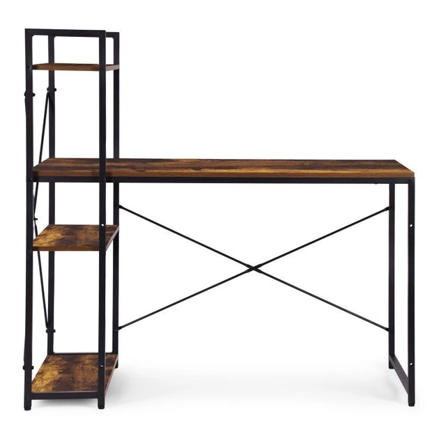 Biurko komputerowe ModernHome by Multistore 120 x 60 cm 3 półki Postarzany orzech (TH-SD-7-16) - obraz 4