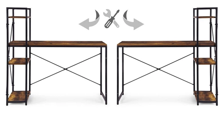 Biurko komputerowe ModernHome by Multistore 120 x 60 cm 3 półki Postarzany orzech (TH-SD-7-16) - obraz 6