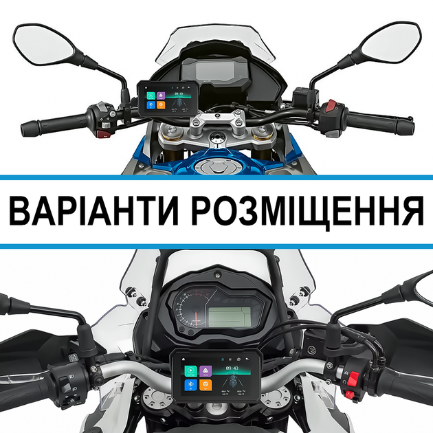 Мотоциклетный мультимедийный монитор Podofo A-4058 с 5" экраном, Bluetooth, Apple CarPlay и Android Auto, для мотоцикла, черный - изображение 4