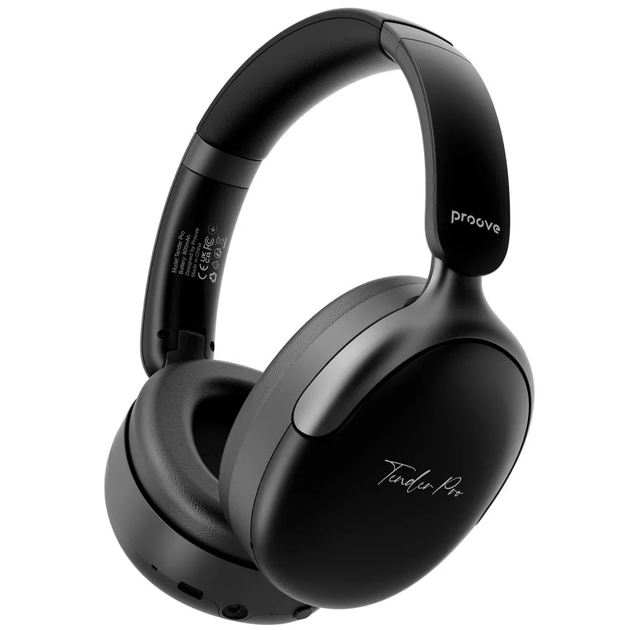 Бездротові накладні навушники Proove Tender Pro Black Bluetooth 6.0 ANC з додатком (APP) - Фото 1 Бездротові накладні навушники Proove Tender Pro Black Bluetooth 6.0 ANC з додатком (APP) - зображення 1
