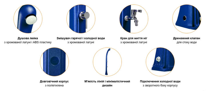 Душ солнечный Aquaviva Happy One с мойкой для ног, Blue F120/5002, 23 л - изображение 2