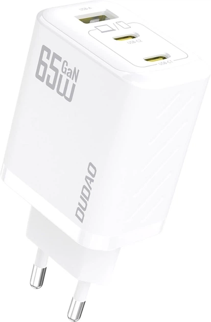 Ładowarka sieciowa Dudao A29C 2 x USB-C/1 x USB-A 65W White + kabel USB-C (6976625334926) - obraz 2