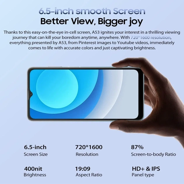 Смартфон 6.5" Blackview A53 3/16Gb 4G 2-SIM 12/5Мп 4 ядра Android 12 Grey - зображення 5
