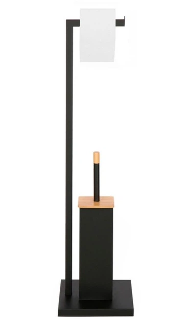 Stojak na papier toaletowy i szczotkę do WC Springos TB0013 2w1 Czarny (5907719420233) - obraz 2