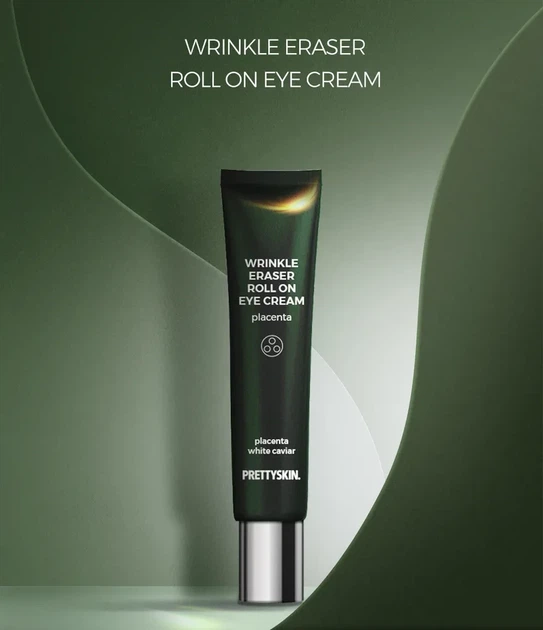 Антивозрастной крем для кожи вокруг глаз с плацентой PRETTYSKIN Wrinkle Eraser Roll On Eye Cream Placenta 30 m - изображение 3