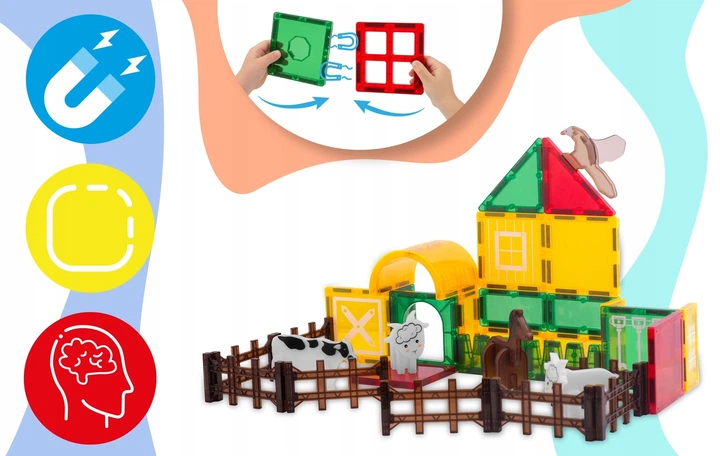 Klocki magnetyczne Ricokids RK-781 farma zwierząt 76 elementów 778100 (5903890630669) - obraz 6