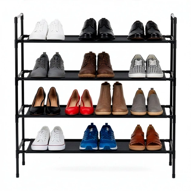 Stojak na buty SPRINGOS HA7549 4 poziomy 75 x 72 x 28 cm Czarny (5908455306997) - obraz 7