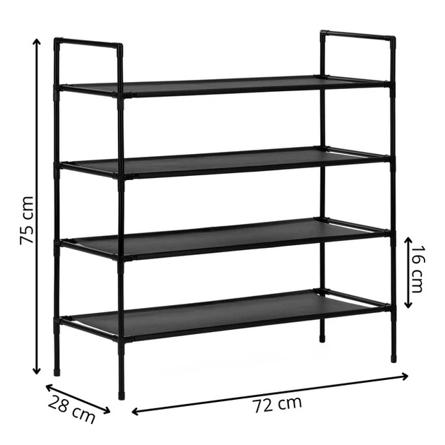 Stojak na buty SPRINGOS HA7549 4 poziomy 75 x 72 x 28 cm Czarny (5908455306997) - obraz 9