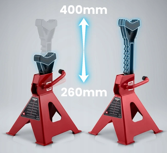 Kobyłki podporowe Humberg 538401 HM-384 samochodowe 3000 kg 2 szt Czerwone (5903890629854) - obraz 7