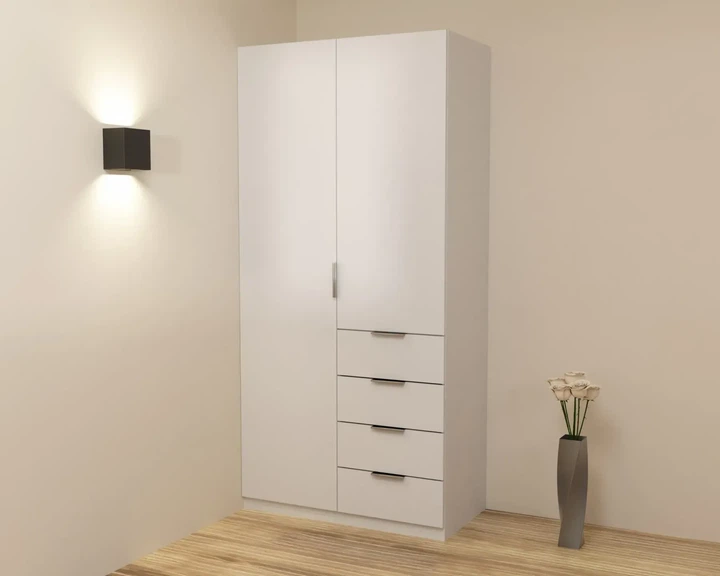 Шкаф двухдверный Kristal 1 Kontinent Белый 100х52х210 см - Фото 4 Шкаф двухдверный Kristal 1 Kontinent Белый 100х52х210 см - изображение 4