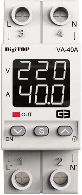 Реле напруги DigiTOP VA-40A M2W з контролем по струму VA-40A M2W - изображение 2
