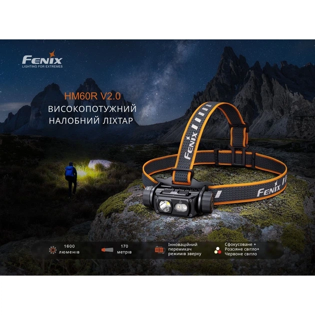 Налобний ліхтар Fenix алюміній 88х45х45 мм білий червоний (678134) - зображення 7