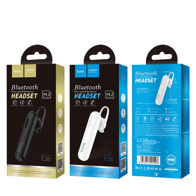 Bluetooth-гарнитура Hoco E36 Free Sound Business Bluetooth Headset (Black) [73928] - изображение 6