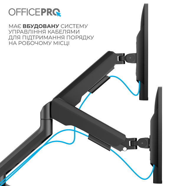 Настільне кріплення для двох моніторів OfficePro MA452B із пружиною 17-35" 2~12 кг Black - зображення 13