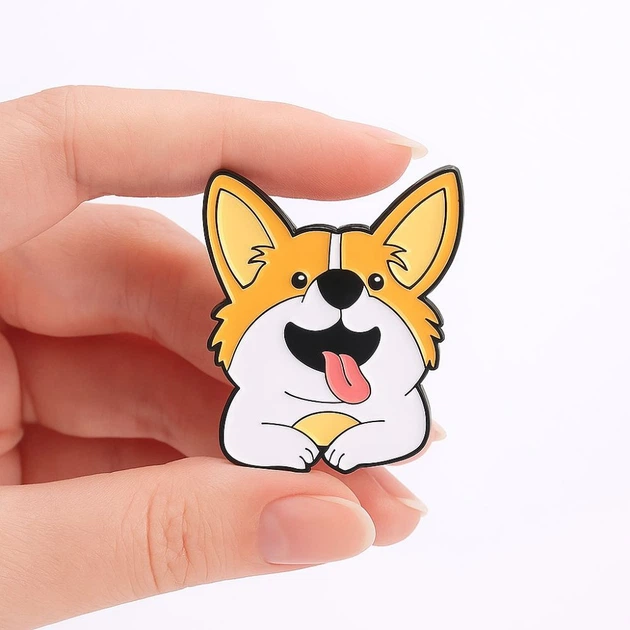 Брошь-значок BROCHE бижутерия Животные Улыбчивый Корги оранжевая BRGV115059 - изображение 3