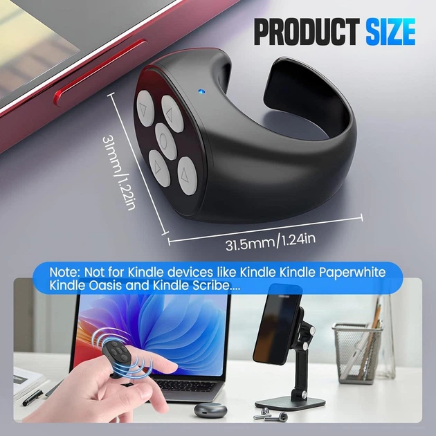 Bluetooth-кольцо для прокрутки TikTok/Reels и перелистывания книг (Page Turner), Черное - Фото 4 Bluetooth-кольцо для прокрутки TikTok/Reels и перелистывания книг (Page Turner), Черное - изображение 4