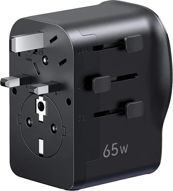 Uniwersalny adapter podróżny Ugreen S550 65W Universal Travel Adapter Black (6941876250011) - obraz 2