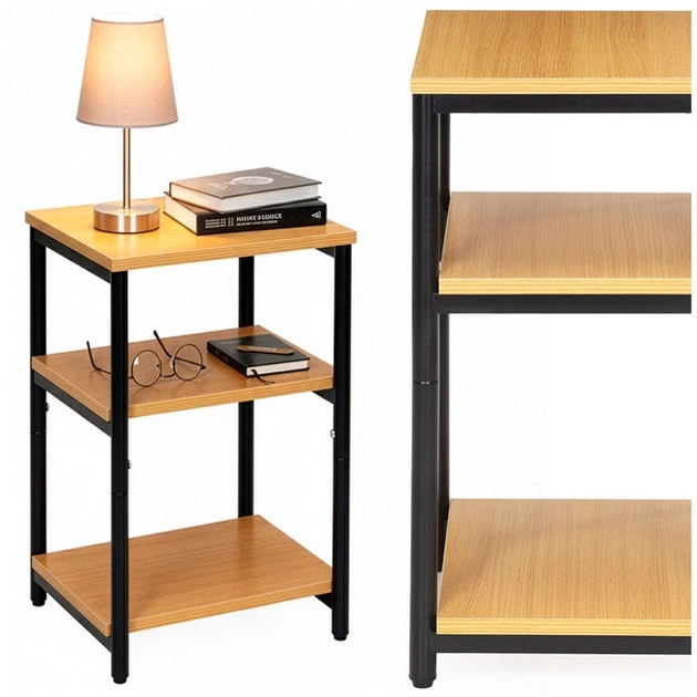 Приліжкова тумба SPRINGOS HF0064 35 x 31 x 59 см Світло коричнева (5908455306935) - зображення 2