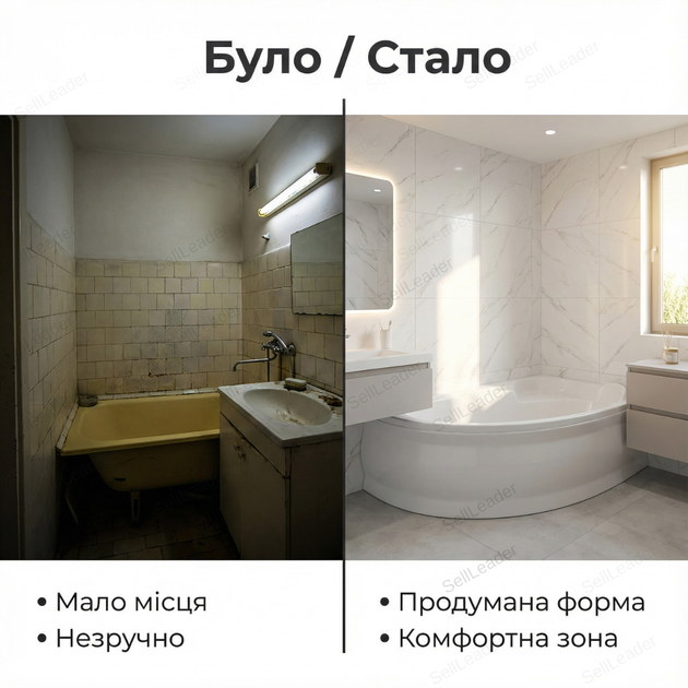 Ванна угловая Swan Bianka R 155×95 см акриловая асимметричная правая с сиденьем ножками и экраном для дома - изображение 5