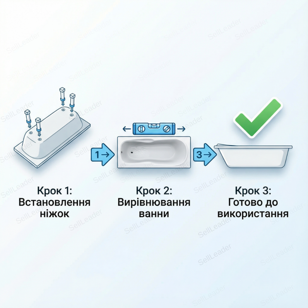 Ванна акриловая Swan Eva 170x70 см прямоугольная антискользящее дно с ножками для дома хостела гостиницы 5 мм - изображение 8