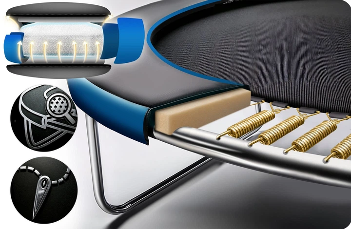 Trampolina ogrodowa Neo Sport NS-08Z221 z siatką wewnętrzną i drabinką 252 cm Niebieska (5903890625665) - obraz 4