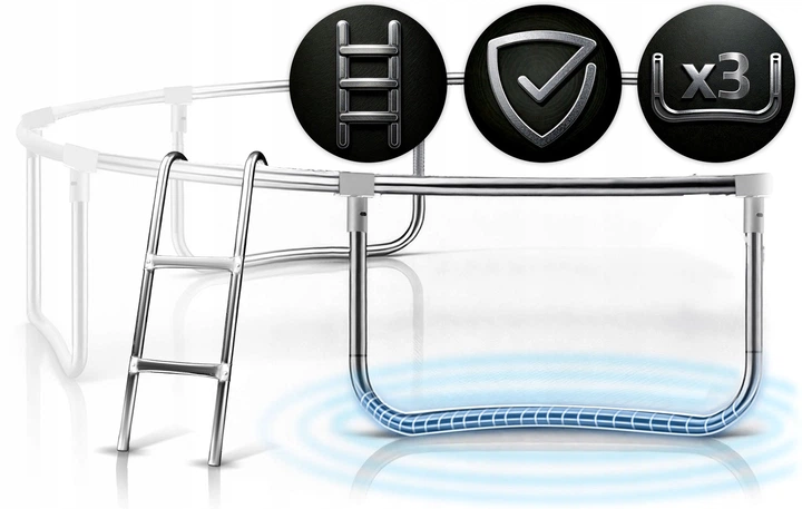 Trampolina ogrodowa Neo Sport NS-08Z221 z siatką wewnętrzną i drabinką 252 cm Niebieska (5903890625665) - obraz 6