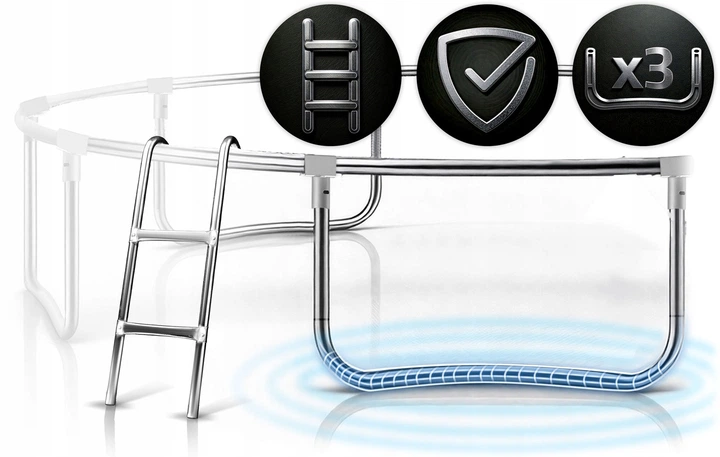 Trampolina ogrodowa Neo Sport NS-08Z181 z siatką wewnętrzną i drabinką 252 cm Niebieska (5908220479086) - obraz 6