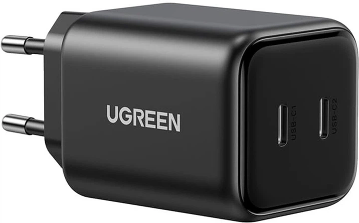 Мережевий зарядний пристрій Ugreen GaN 45W 2xUSB-C Charger Black (6941876260584) - зображення 3