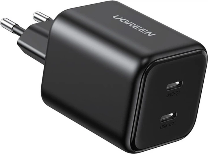 Мережевий зарядний пристрій Ugreen GaN 45W 2xUSB-C Charger Black (6941876260584) - зображення 4