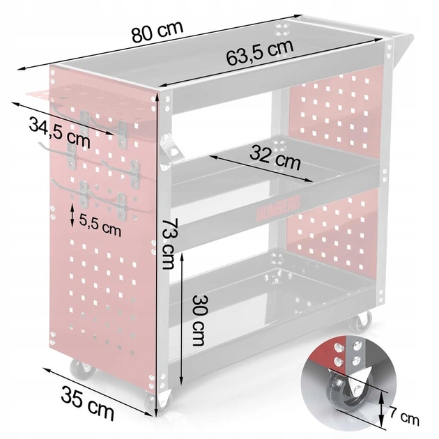 Wózek warsztatowy Humberg 551510 HM-515 Czarno-czerwony (5903890629861) - obraz 5