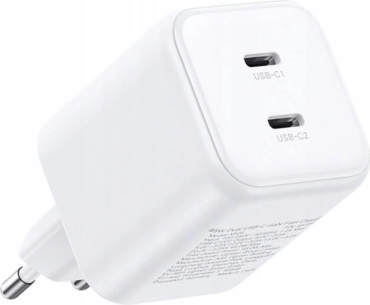 Мережевий зарядний пристрій Ugreen GaN 45W 2xUSB-C Charger White (6941876261543) - зображення 2