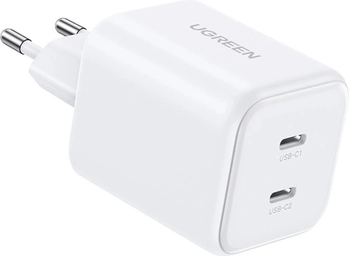 Мережевий зарядний пристрій Ugreen GaN 45W 2xUSB-C Charger White (6941876261543) - зображення 4
