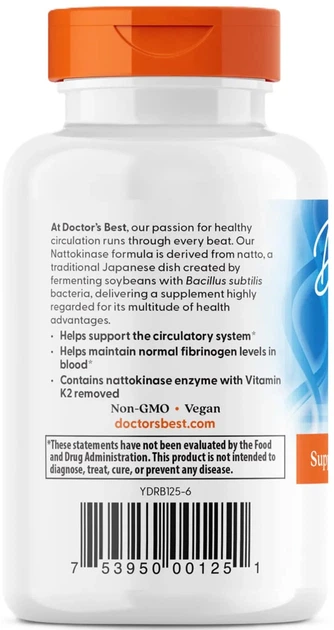 Suplement diety Doctor's Best Nattokinase 2000 Fus 90 kapsułek (753950001251) - obraz 3